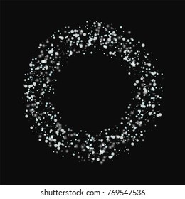 Amazing falling snow. Bagel shape with amazing falling snow on black background. Beautiful Vector illustration.