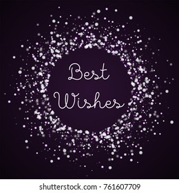 Amazing falling snow Best Wishes greeting card on deep purple background.fine vector illustration.