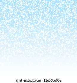 Amazing falling snow Christmas background. Subtle flying snow flakes and stars on winter sky background. Awesome winter silver snowflake overlay template. Incredible vector illustration.