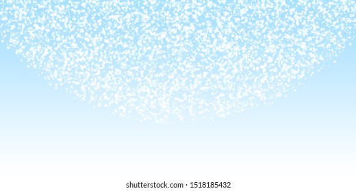 Amazing falling snow Christmas background. Subtle flying snow flakes and stars on night sky background. Alive winter silver snowflake overlay template. Charming vector illustration.
