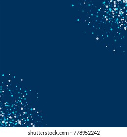 Amazing falling snow. Circular corners on deep blue background. Magnetic vector illustration.