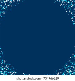 Amazing falling snow. Corners on deep blue background. Astonishing vector illustration.