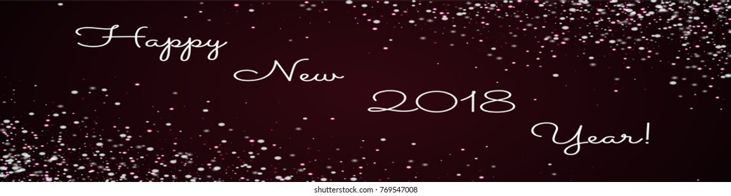 Amazing falling snow Happy New 2018 Year greeting card on wine red background. Excellent vector illustration.