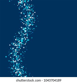 Amazing falling snow. Left wave on deep blue background. Bizarre vector illustration.