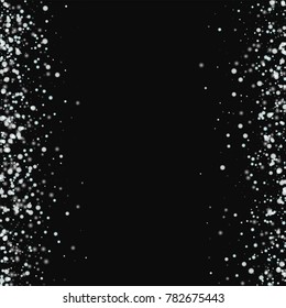 Amazing falling snow. Messy border on black background. Magnetic vector illustration.
