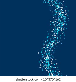 Amazing falling snow. Right wave on deep blue background. Extraordinary vector illustration.