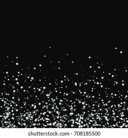 Amazing falling snow. Scatter bottom gradient on black background. Vector illustration.