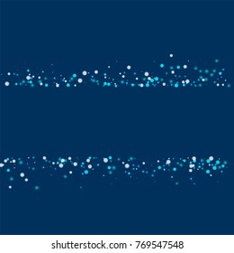 Amazing falling snow. Scatter lines on deep blue background. Rare vector illustration.