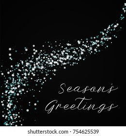 Amazing falling snow Season's Greetings greeting card on black background.lovely vector illustration.
