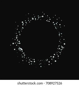 Amazing falling snow. Small round shape with amazing falling snow on black background. Vector illustration.