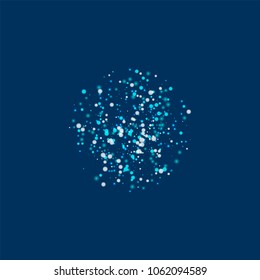 Amazing falling snow. Small sphere on deep blue background. Admirable vector illustration.