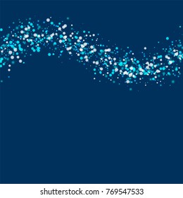 Amazing falling snow. Top wave with amazing falling snow on deep blue background. Exceptional Vector illustration.