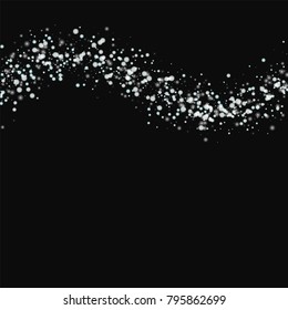 Amazing falling snow. Top wave on black background. Memorable vector illustration.