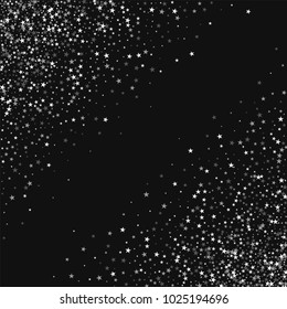 Amazing falling stars. Abstract chaotic scatter on black background. Incredible vector illustration.