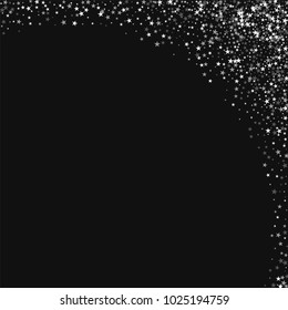 Amazing falling stars. Abstract right top corner on black background. Extraordinary vector illustration.