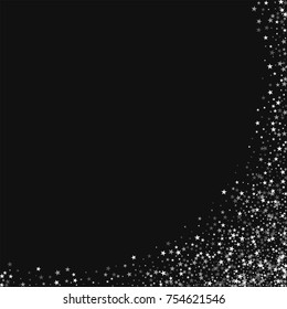 Amazing falling stars. Abstract right bottom corner on black background. Bizarre vector illustration.