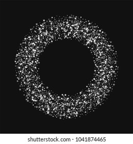 Amazing falling stars. Bagel frame on black background. Elegant vector illustration.