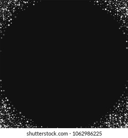 Amazing falling stars. Corners on black background. Divine vector illustration.