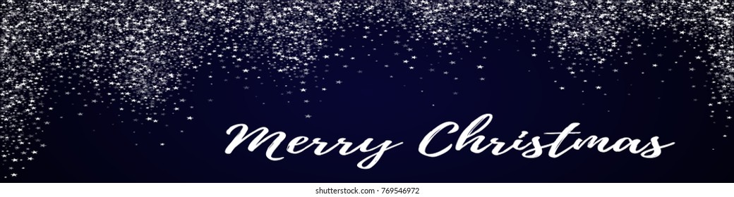 Amazing falling stars Merry Christmas greeting card on deep blue background.fair vector illustration.