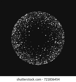 Amazing falling stars. Round frame on black background. Awesome vector illustration.