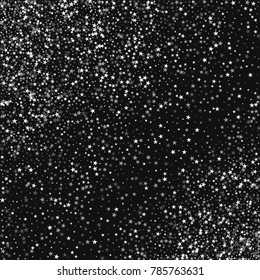 Amazing falling stars. Scatter pattern on black background. Symmetrical vector illustration.