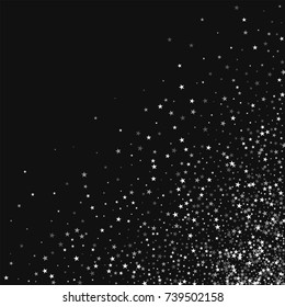 Amazing falling stars. Scattered bottom right corner on black background. Ideal vector illustration.