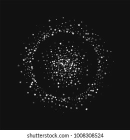 Amazing falling stars. Small double circle with amazing falling stars on black background. Beauteous Vector illustration.