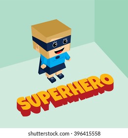 amazing female superhero - isometric block theme