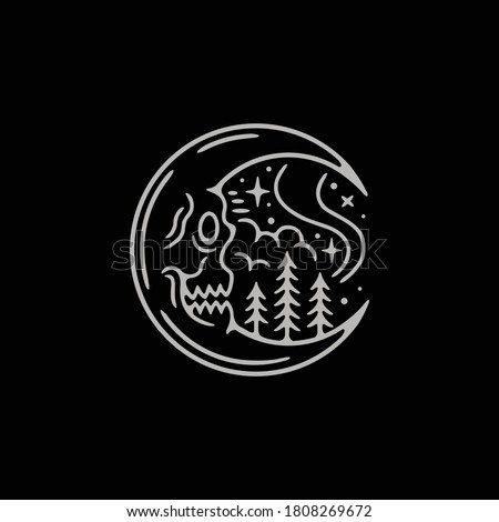 amazing of fine line art, a combination of a skull and a crescent moon, is a cool tattoo art or design for anything.
