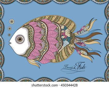 Amazing fish coloring page in exquisite style.