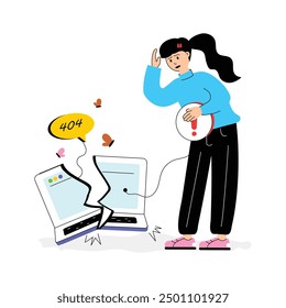 An amazing flat illustration of laptop error