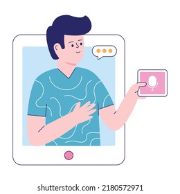 An amazing flat illustration of podcast chat 