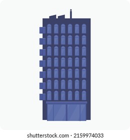 Asombrosa Ilustración de rascacielos con estilo plano 