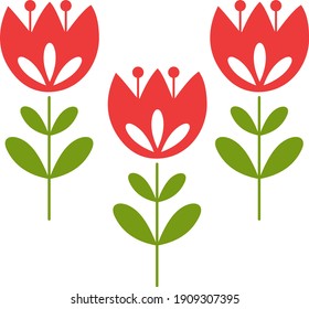 amazing flat styled colorful flowers with leaves plat sprout concept