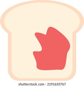amazing flat styled food icon of bread slice with jam 