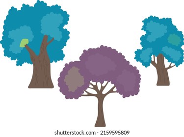 Amazing Flat Trees Jungle Nature Concept Illustration 