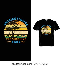 Amazing Florida
the sunshine ESTD state 1845, typography t-shirt design.