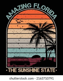 Amazing Florida the sunshine state t-shirt design | Vintage t-shirt design