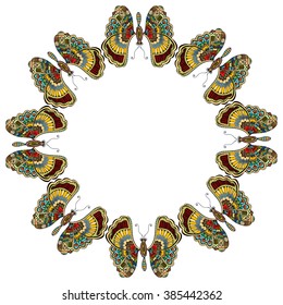Amazing fly butterflies. Vector. Set collection. Creative bohemia concept for wedding invitations, cards