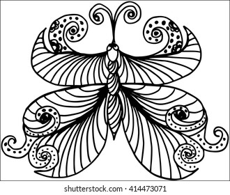 Amazing fly butterfly. Vector. Creative bohemia concept for wedding invitations, cards, tickets, congratulations, branding, logo, label. Black and white