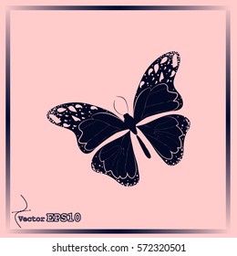 Amazing fly butterfly. Vector. Creative bohemia concept for wedding invitations, cards, tickets, congratulations, branding, logo, label. 