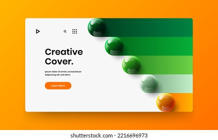 Amazing flyer design vector template. Original realistic balls site screen layout.