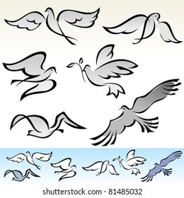 AMAZING  FLYING BIRDS  VECTOR  SET