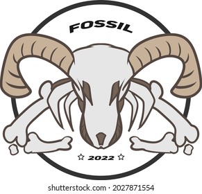 Amazing fossilized goat skull logo, editable vector file for your brand or any kind of your graphic needs