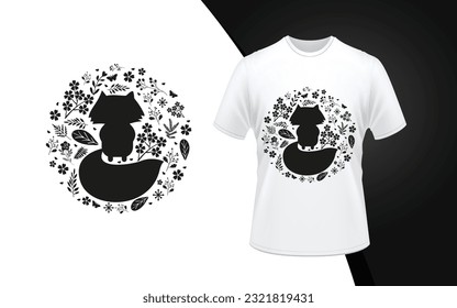 Amazing fox BW drawn pattern art  and white t shirt.
