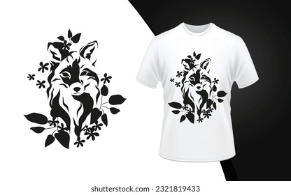 Amazing fox BW drawn pattern art  and white t shirt.