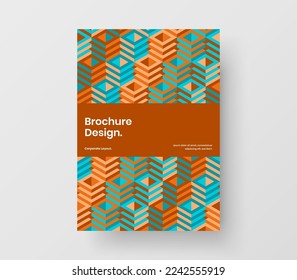 Amazing front page A4 vector design layout. Multicolored geometric pattern cover template.