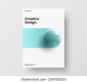 Increíble ilustración de diseño vectorial de la página principal A4. Esferas 3D brillante diseño de folletos de la empresa.