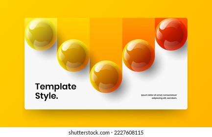 Amazing front page design vector concept. Isolated 3D balls handbill illustration.