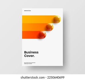 Increíble ilustración de diseño de vectores de portada. Plantilla de presentación de esferas 3D creativas.
